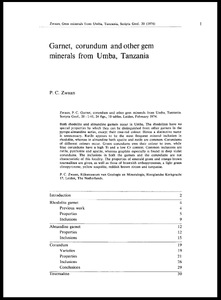 Garnet, corundum, and other gem minerals from Umba, Tanzania
